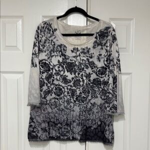 Chico's Black and White Floral Blouse